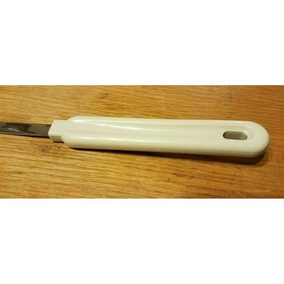 VINTAGE Robinson Knife Steel Stainless Meat Fork 2 Wide Prong 11 1/4" Tan Handle - Picture 5 of 6